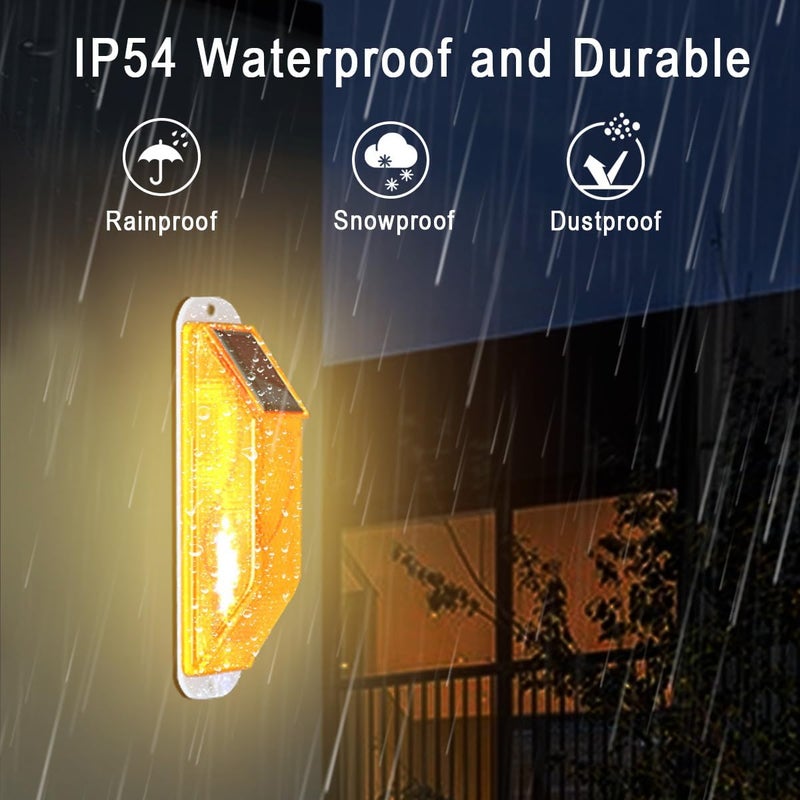 Aolyty Solar Strobe Warning Light LED Warning Lamp 4-Pack Super Bright IP54 Waterproof Light Control Flashing Beacon Barricade Construction Safety Road Signs Flash Traffic Lights (Yellow) - Image 4